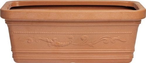 Vase rectangulaire cranté Maxi est de 60 cm couleur Terracotta Double Edge
