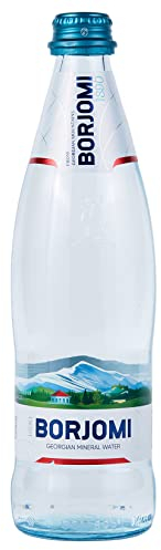 Mineral agua BORJOMI Con gas agua en botella de cristal, 0,5 l [Paquete 12]