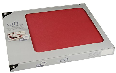 Papstar, 100 Tischsets, stoffähnlich, Vlies soft selection 30 cm x 40 cm rot, #82321
