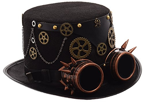 GRACEART Unisex Steampunk Hut Steampunk Zylinder Hut für Männer oder Frauen (DE/NL/SE/PL, Alphanumerisch, L, Style-07)