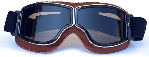 HONCENMAX Vintage Goggles Sports Sunglasses Helmet Steampunk Eyewear for Outdoor Motocross Racer Motorcycle Cruiser Scooter Goggles Retro - Brown Frame Brown Lens