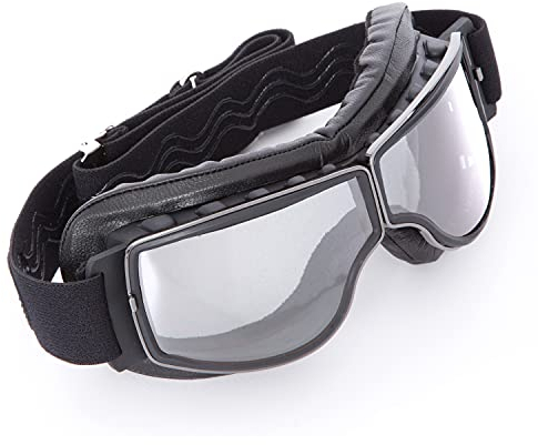 Retro Motorradbrille Piwear Boston Black Gun Metal klares Glas