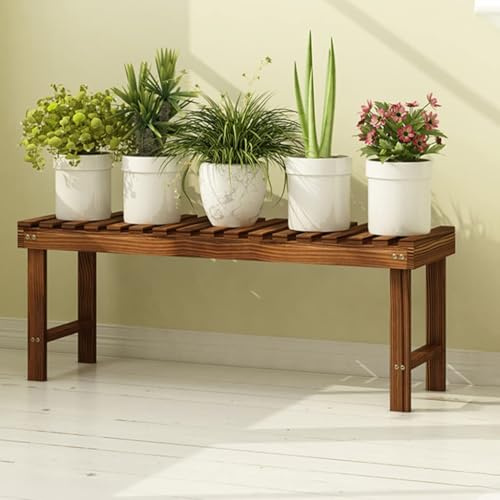 JosuE Pflanzenregale Garten Stufenhölzerner Blumenständer Balkongrünpflanzenständer Wohnzimmerblumentopfständer Gartendekorationsständer (Color : Brown, Size : 58x25x45cm)
