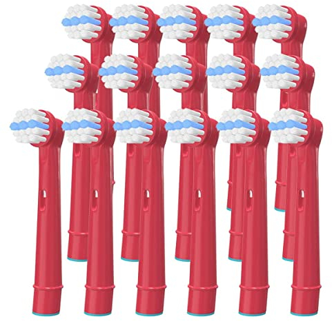 WuYan Zahnbürstenköpfe für Oral B Kids elektrische Zahnbürste, 16 Stück, Ersatz für elektrische Zahnbürste Braun Candy Red Bürstenköpfe Zahnbürste für Kinder