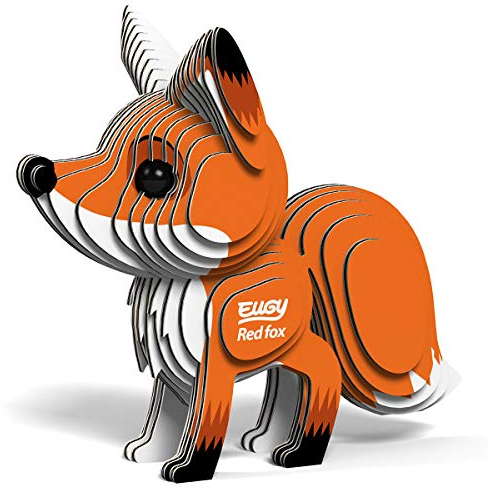 EUGY 650072 Fuchs, 3D Tier-Puzzle für Kinder und Erwachsene zum Zusammenbauen, DIY Tierfigur, Bastelset ab 6 Jahren