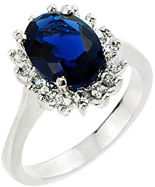 Little Treasures Princess Diana Ring Mit (LCS) Saphir und Zirkonia in 925 Sterling Silver