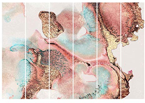 Bilderwelten Schiebegardinen Set Elisabeth Fredriksson Goldenes Aquarell Rosé 6 Flächenvorhänge 250 x 360cm Wandhalterung