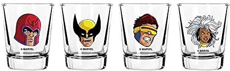 Marvel Glass Set - X-Men 90's - 2 oz. Glass Capacity - Set of 4 Glasses - Classic Shape