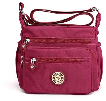 Gelory Lässige Umhängetasche für Damen, Nylon, wasserdicht, verstellbarer Riemen, Reise-Kuriertasche, Schultertaschen und Geldbörsen, burgunderfarben, Einheitsgröße, Utility