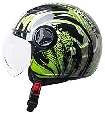 RYDZCLH Motorrad Roller Offenes Jet Helm Damen Open Face Helmet Scooter Moped Mofa-Helm Herren Retro Vintage Pilot Biker Helmet Erwachsener Sturzhelm DOT/ECE-Zertifizierung Mopedhelm,Grün,M