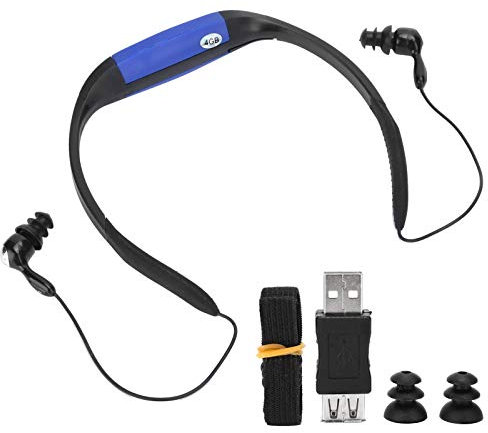 mumisuto Reproductor de MP3, Impermeable IPX8 Auriculares de Estilo Envolvente Flexible Natación Reproductor de música MP3 Radio FM Reproductor de música para Deportes acuáticos