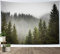LB Nebliger Wald Wandteppich Bäume im Berg Wandtuch Natur Wandbehang Landschaft Tapisserie für Wohnzimmer Schlafzimmer Wohnheim Wanddeko,150x100cm