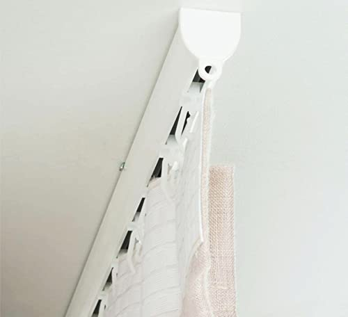 GLOBALCORPORATION Binario tenda soffitto alluminio scorrevole Bastone tenda in Bianco profilo con kit completo acciaio riloga zineffa scorritenda decorativi guida arricciata (Bianco 240 cm)