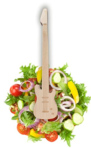 Winkee Rocks Gitarren-Zange - Die rockige Küchen Zange in E-Gitarren Form | Guitar Tongs | Holzzange - Ideal für Salat, als Gebäckzange, zum Grillen | Hochwertig | Musiker Geschenk