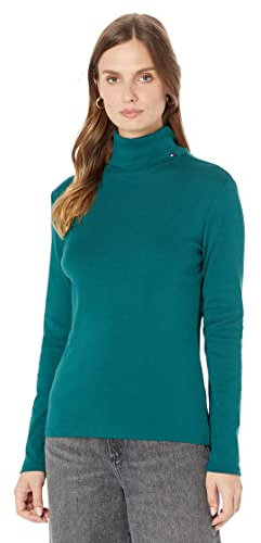 Tommy Hilfiger Long Sleeve Turtleneck Sweater Col roulé, Forêt, M Femme