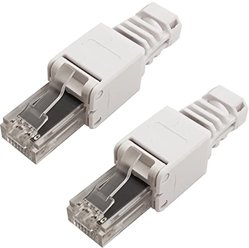 2x RJ45 CAT6 Connectors & Boots –Tool-less Colour Coded Easy Wiring – Ethernet Plugs – Network Data Router Replacement Cable Ends – Quality Strong Construction