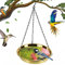 Garten Vogeltränke hängend 28cm Vogelbad Metall Wasserschale Rostfreier Stahl Wildvögel Vogelbecken für Balkon Vögel Bad Wildvogel-Tränke vogeltranke （Gold）