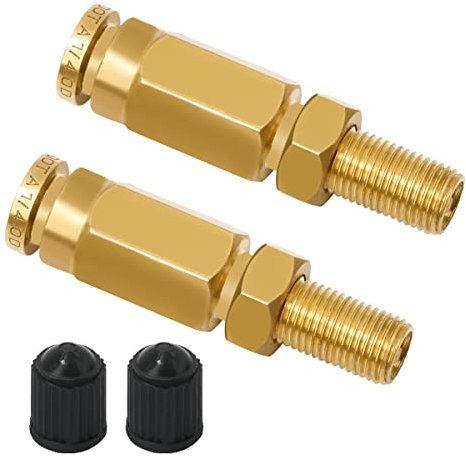 Boeray 2 Packs 1/4 Air Value Inflation Schrader Valve, Schrader Valve Adapter with Push to Connect Button for 1/4 OD Air Hose Fittings for Semi Trucks Trailers