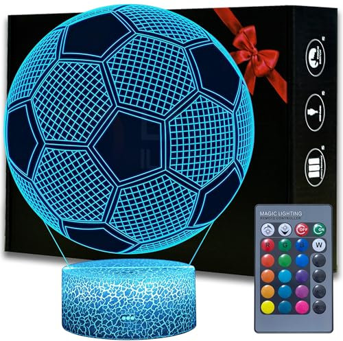 Magiclux Fußball Geschenke für Jungen & Mädchen – 3D Nachtlicht Kinderzimmer Lampe, 16 Farben, Einschulung Geschenk Junge 6 7 8 9 10 Jahre, Coole Fußball Deko & Geschenkideen für Fans