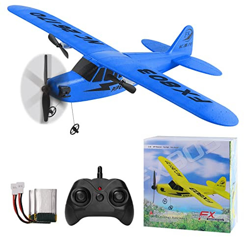 yusvwkj RC Plane, FX803 EPP RC Airplane Ready to Fly, 2.4 GHz 2 Channel Remote Control Airplane RC Glider, Remote Contro Glider for Kids/Adults/Beginners, Blue