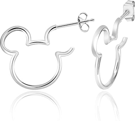 Disney Disney Jewelry Damen-Creolen Minnie und Mickey Mouse – Mickey Mouse Ohrringe – Minnie Maus Ohrringe – Disney Schmuck, Sterling Silber, Kein Edelstein