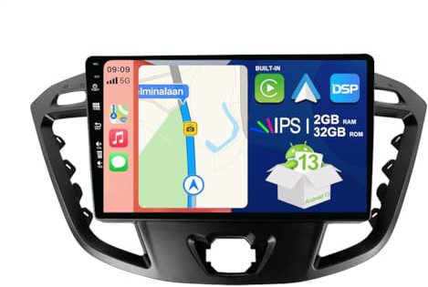 JOYX Android 12 IPS Autoradio Passt für Ford Tourneo / Ford Transit Custom (2013-2021) - Eingebautes CarPlay Android Auto - KOSTENLOS Kamera - 2G+32G - 9 Zoll 2 Din - DAB Lenkradsteuerung 4G Fast-boot