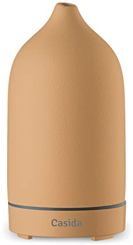 Moderner Keramik Aroma Diffuser - Aromadiffuser für ätherische Öle mit LED Licht 3-in-1: Ultraschall Diffusor, Luftbefeuchter und Nachtlicht - 100 ml Wassertank (Apricot)