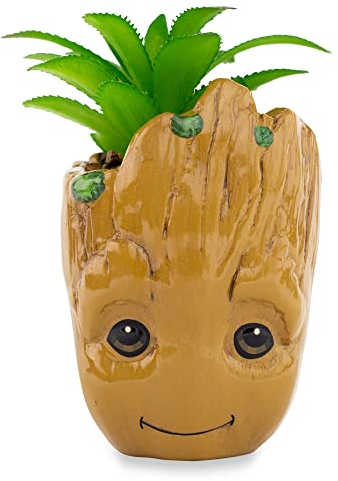 Marvel Studios I Am Groot Mini-Pflanzgefäß aus Keramik mit künstlichen Sukkulenten, kleiner Blumentopf, künstliche Zimmerpflanzen, 7,6 cm