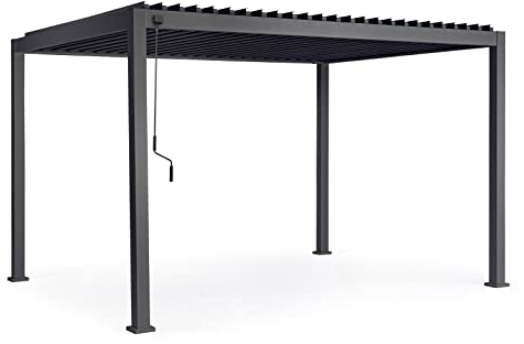 Decor Space Gazebo 4 x 4 metri pergola con struttura in alluminio, tetto lamellare orientabile, da giardino e veranda Antracite