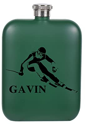 Ecosides Personalized Skier Flask, Customized Snow Ski Liquor Flask, Vodka Drinking Hip Flask, Winter Flask with Funnel and Gift Box Set