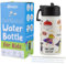 SOLARA Metal Water Bottle for Kids, 14oz Double Wall Vacuum Insulated Stainless Steel Kids Water Bottles with Straw, Sipper Bottle for Kids, Keeps Cool for 24hrs and Warm for 12hrs -Animal Heroes