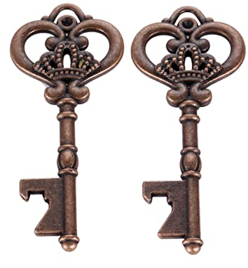 2 Packs Wall Mounted Bottle Opener, Zinc Alloy Beer Coke Beverage Bottle Cap Opener, Vintage Rustic Style Wall Hanging Opener, Bar Farmhouse Wall Ornament, Practical Gift (Key)