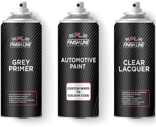 FINISH LINE 197/9197 Obsidian Schwarz Black for MERCEDES Basecoat Car Paint Aerosol Kit with Grey Primer and Clear Lacquer