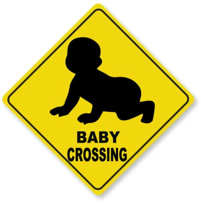 Baby Crossing Schild, Schild für Babys, Kreuzung Baby Schild, Dekor für Babyzimmer, Babyzimmer Dekor, Schild für Kinderzimmer, Baby – Hochwertiges Metallschild Blechschild 30,5 x 30,5 cm