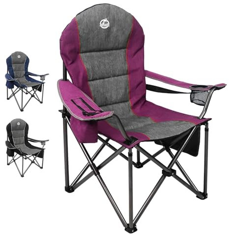 Northroad Übergroße tragbare Campingstuhl,voll gepolstert Outdoor-Klappstuhl Unterstützung 350LBS,Heavy Duty Lawn Chair mit Cup Holder, Kühltasche, Lendenwirbelstütze, Kopf Tasche für Erwachsene