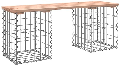 vidaXL Solid Douglas Wood Garden Bench with Galvanised Steel Gabion Design - Compact Outdoor Furniture for Patios and Gardens