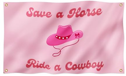 Bolcagob Save a Horse Ride a Cowboy Flag 2x3FT Girls Funny Cool Flag Banner for College Dorm Room Decorations Double Sewing Edges and 4 Shiny Brass Grommets 100% Polyester (2x3FT)