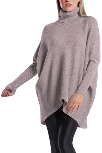 PEKIVESSA Oversized Langer Rollkragenpullover Damen länger