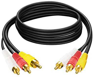 DR. WATCH Premium 3 RCA Phono Male Plug to 3 RCA Phono Male Plug Cable - 1.5 M (4.92 ft) Audio Video AV TV Cable Lead - Premium Connection for Enhanced Audio and Video Experience