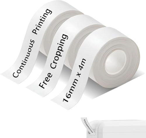 3 Stück Etiketten Papier, Selbstklebend Thermo-Etiketten Papier, Drucken Sie Barcode, Thermo Etikettenband, Geeignet für den Druck auf kleinen Druckern und Notizen, 15mm x 4m