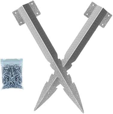 Lokatall Railway Sleepers Brackets, 2pcs Straight Edge Timber Railway Sleeper Stakes Heavy Duty Galvanised Steel Metal Fixing Peg for Planters Raised Garden Beds Retaining Walls Driveway Edges