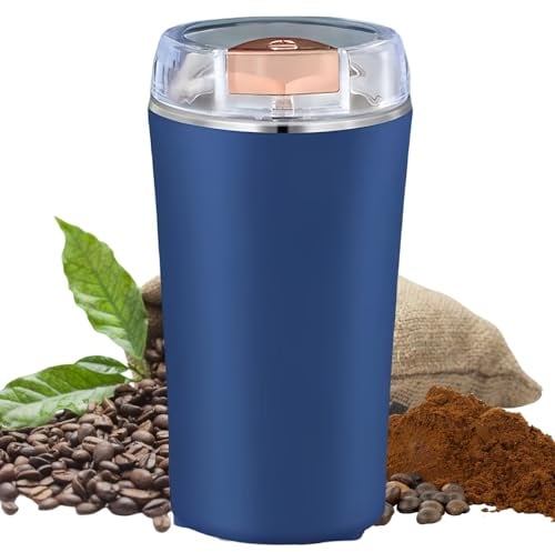 Molinillo de Café Eléctrico, 200W Molinillo de Café, Molinillo Café Eléctrico, Molino Cafe con Cuchillas de Acero Inoxidable, Capacidad 100g, Molinillo Especias, para Especias Nueces Cereales, Azul