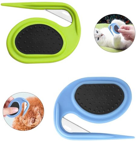 JLEivvi 2 PCS Pet Grooming Tool Professional Dematting Comb Dog Detangler Brush Hair Grooming Tool Dog Undercoat Rake Grooming Rake for Grooming - Cuts Through Matts & Tangles with Ease(Blue、Green