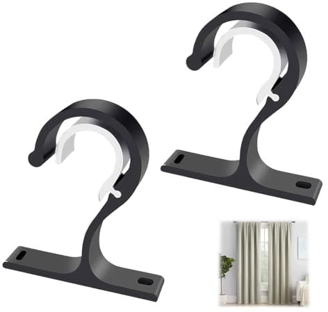 2 Soportes Dobles para Barra de Cortina en Aleación de Aluminio, Resistentes y Versátiles, Color Negro, Adecuados para Barras de 25 a 28 mm, Hogar, Cuarto y Baño