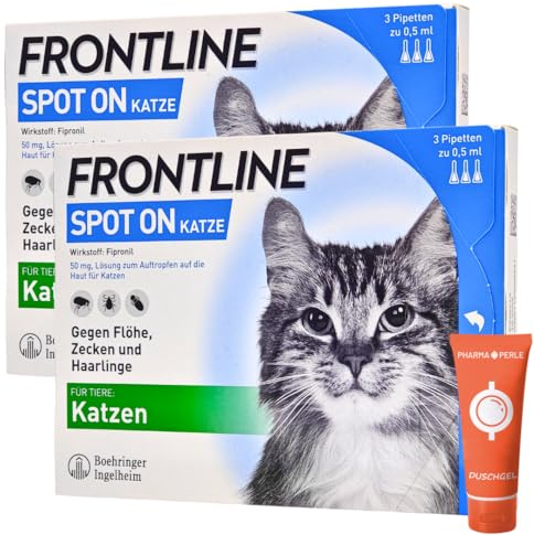 Frontline Spot on für Katzen - Schutz vor Parasiten wie Zecken, Flöhe, Haarlinge I einfach und verträglich I zuverlässig I im Sparset mit Pharma Perle give-Away (Frontline für Katzen 2 x 3 St.)
