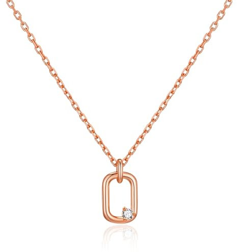 Philip Jones Rose Gold Plated Paperclip Necklace Created with Zircondia® Crystals