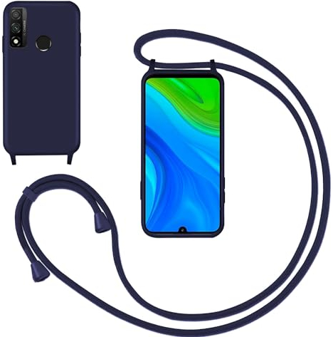 GoodcAcy Handykette Handyhülle für Huawei P Smart 2019/2020,Smartphone Necklace Hülle mit Band Schutzhülle mit Kette zum umhängen Halskette Flüssig Silikon Case für Huawei P Smart 2019/2020,Blau