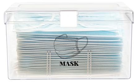 Gzsekken Face Mask Holder and Glove Dispenser Storage Box With Lid - Clear, Dust-Proof Case for Disposable Hairnet & Shoe Cover - Home, Office, Car