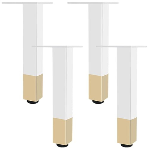 SZLXJMFL Möbelfüße Weiß mit Gold, 4er Set Möbelfuß, Höhenverstellbar: 6-40cm Sofasfüße Vierkant Schrank Füße Couchtisch Beine Sockelfuß Tischfüße Aluminiumlegierung Mit Schrauben-18cm/7