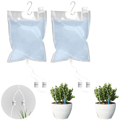 Sac d'irrigation goutte à goutte extra large de 6,5 L, dispositif de système d'arrosage automatique à débit réglable, adapté aux plantes en pot d'intérieur et d'extérieur